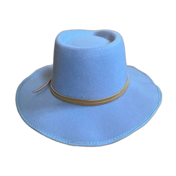 NWT FRYE Light Blue Fedora Hat Women's One Size - Picture 6 of 9